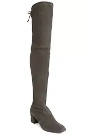 Stuart Weitzman Genna 60 Over-The-Knee City Boots, Slate Color, Suede, Size 8.5B