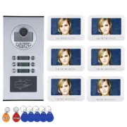 6 Apartment / Family 7inch Video Door Phone Intercom System &6 button 6 Monitor