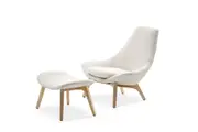 Gable Bouclé High Armchair & Ottoman Set