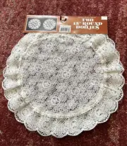 Vintage Paulette 2 Round Doilies 15" NEW Made in USA Pre 1963