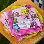 Alice in Wonderland Napkins | Mad Hatters Tea Party Tableware Pink x 20