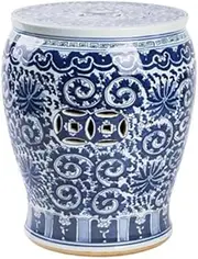 YQMHEZ Ceramic Garden Stool, Decorative Floral Porcelain Garden Stool, Chinese Style Ceramic Stools, Glazed Drum Stools,Side Table, Flower Stand, Shoe Bench for Living Room, Garden
