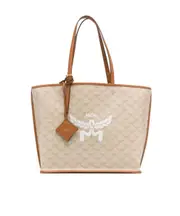 MCM Medium Himmel Lauretos Logo Printed Tote Bag One size Nude