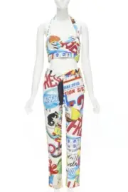 MOSCHINO Couture! Runway Y2K Powerpuff girls pop bustier pants set IT38 XS