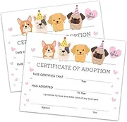 Pet Adoption Certificate Adopt A Pet Certificate for Girl - Puppy Dog Adoption Party Decorations - Puppy Birthday Party Favors - Lets Pawty Party Supplies, 10 Adoption Certificates (CC03)