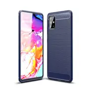 MCC Slim Samsung Galaxy A51 Carbon Fibre Soft Carbon Case Cover A515 [Dark Blue]