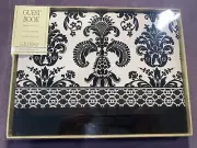 CR Gibson Black & White Fleur-de-lis Guest Book, 9"x6-3/4" w matching gift bag