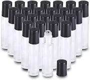 Essentialoil 25PCS 10ml Clear THICK Essential Oil Glass Roller Bottles with Steel Ball Roll On Bottle (3xDropper, 1xBall Opener, 2xFunnel) - Travel, Everyday Use