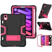 MCC Stylish Shockproof iPad mini 6 2021 Case Cover Heavy Duty Kids Apple [Black+Magenta]