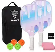 Approved T700 Carbon Fiber Pickleball Paddles Set: Pickleball Paddles Set of 2 with 16mm Polypropylene Honeycomb Core, High Grit & Spin Pickle Ball Rackets Gifts Ideal for Intermediates to Pros