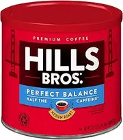 Hills Bros Perfect Balance Ground Coffee, Medium Roast,Full-Bodied Classic Rich Taste, Half the Caffeine, 23 Oz