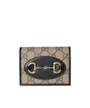 Gucci Horsebit 1955 Card Case Wallet One size Beige and dark brown