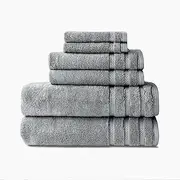 [1888 Mills] True Comfort 6 Pack Towel Set (Light Grey, Towel Set (Pack of 6))
