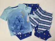 Cat & Jack Shark Pizza print 3 piece Pajama Set~Top/Pants/Shorts~Sz L 12/14~NWT