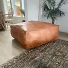 Pouf Ottoman Moroccan Footstool Leather Square Storage Pouffe Handmade