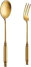 Tablespoons Delicate Dessert Spoon Stainless Steel Set of 2 ， 5.9 Inches, Salad Dessert Coffee Cocktail Espresso Flatware（2-Piece Fork and Spoon Set） Serving Spoon (Color : B)