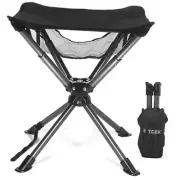Swivel Portable Camping Stool, Collapsible Folding Outdoor Stools for Black