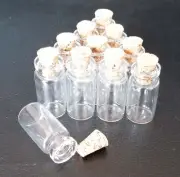 20pcs Tiny Glass Vials With Cork Lid 0.8ml Pendant Bottles Clear Jars12x24mm