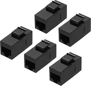 uxcell 5 Pack Cat 6 Ethernet Coupler, RJ45 Cat6 Coupler Jacks Female to Female Ethernet Adapter, Black, 15x32x22mm