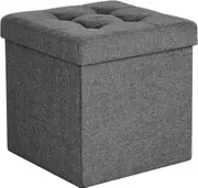 Folding Storage Ottoman Bench Foot Rest Stool 38cm Dark Gray