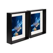 Nicola Spring 8" x 10" Black 3D Deep Box Photo Frames - 5" x 7" Mount - Pack of 2