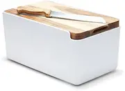 salt&pepper Hudson Bread Bin with Cutting Board Lid - White - Bread Bins