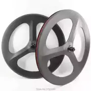 1Pair 700C 3 Spokes Road Track Fixed Gear Bike Carbon Wheelset Clincher Tubular