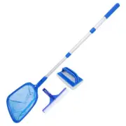 Swimming Pool Cleaning Set Kit with Pole Leaf Scoop Net and Brush