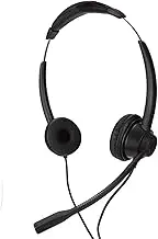 2.5mm Binaural Corded Headset, Business Wired Headphone with High Definition Microphone, Wired Headset for Office, Call Center, Conference Calling