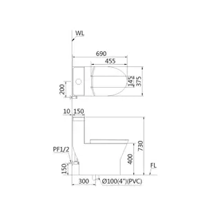 【Caesar凱撒衛浴】二段式單體省水馬桶、噴射虹吸 CF1374 CF1474 含運