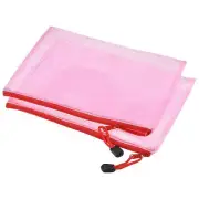 3 Pcs Mesh Zipper Bags, B4 File Document Pockets Bill Pouch Folders, Pink