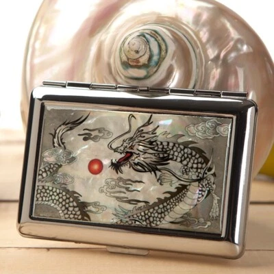 Black Dragon Zodiac Tobacco Cigarette Case Metal Slim Holder Wallet Storage Box