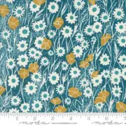 Field of Flowers Poppy Field Peacock Blue Katherine Watson Moda 1/2 Yard