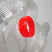 Neon Red Pearl Acrylic Resin Ring - Fluorescent Red - Unisex - Handmade