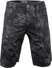 [HanzhuoLG] Men Cargo Overalls Military Tactical Cargo Outdoor Pants Camo Sport Running Casual Trekking Male Clothing Baggy Big Size Short Trousers For Men's Black Python Pattern XS