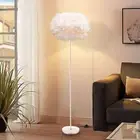 Floor Lamp Feather Floor Lamps for Living Room, White Standing Lamp with Foot...
