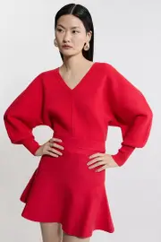 Compact Wool Look V Neck Batwing Knit Jumper