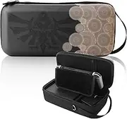 FUNDIARY Storage Case for Nintendo Switch/Switch OLED, Portable Travel Hard Shell Bag with Handle Strap - Built-in Stand Design Fit AC Charger Adapter, Switch Dock/Pro Controller, Accessories, Black