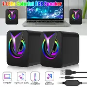 RGB LED 3.5mm Mini USB Wired Computer Speakers Stereo Bass For PC Laptop Desktop