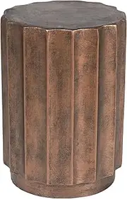 LuxenHome 18" Fiber Stone Garden Stool, Bronze Finish Garden End Table, Round Porch Poolside Seating, Indoor Outdoor Use