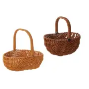 Wicker Rattan Flower Basket Practical Hand Sundries Storage Baskets Candy Basket