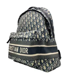 【Dior 迪奧】TRAVEL 系列經典OBLIQUE緹花帆布拉鍊後背包(藍色)