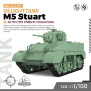 SSMODEL SS100507 1/100 15mm WarGaming Military Model Kit US M5 Stuart Light Tank