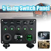 Inline Fuse LED 5 Gang Rocker Switch Panel 2 USB Charger Socket Boat Marine
