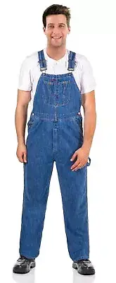 NOTUS Men Denim Dungarees Workwear Jeans with Adjustable Bib and Brace Overalls