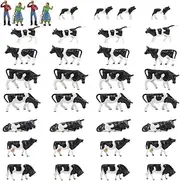 Farm Animals Figure Toys Set,AN8704 36PCS 1:87 Well Painted Model Cows and Figures for HO Scale Model Train Scenery Layout Miniature Landscape New