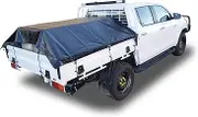 Waterproof Ute Bed Cover - 1.9m Length x 2.15m Width - 600gsm PVC Dual Cab Ute Tuff Tarp Waterproof Truck Cover - Patented Spider Hook System - Black PVC