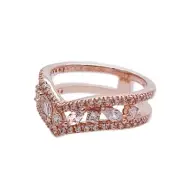 Pandora Rose Gold With CZ Marquise Double Wishbone Ring 189095C01-58, Size 8.5