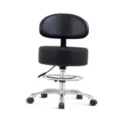 Height Adjustable Rolling Shop Stool with Back Support - Kitchen Black Classic