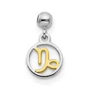Sterling Silver Mio Memento Rhodium-Plated Gold-Tone Capricorn Charm